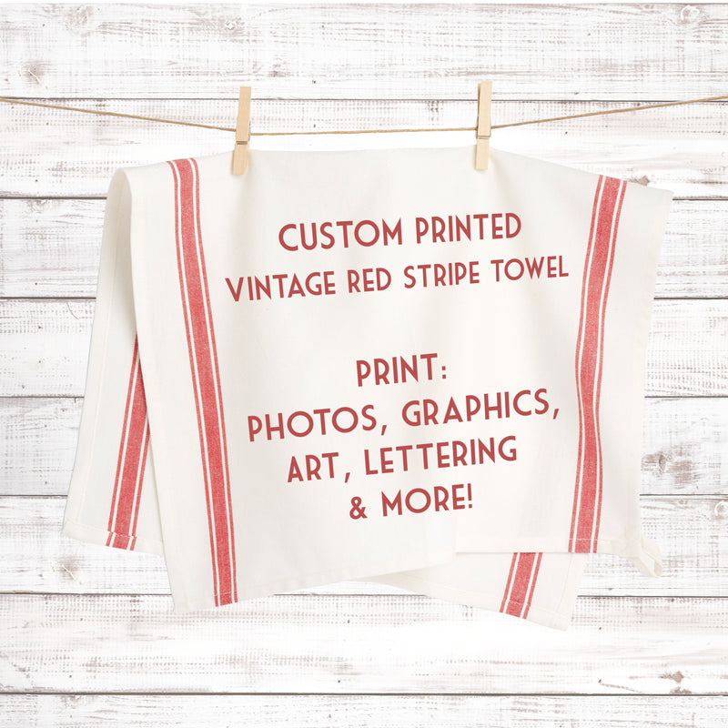 Personalized Vintage Red-Striped Kitchen Towel