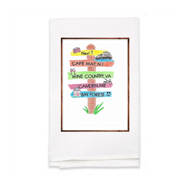 Personalized White Flour Sack Tea Towel