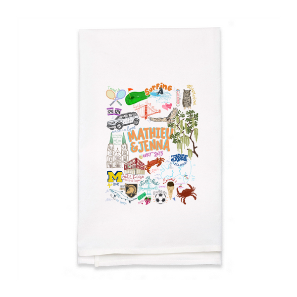 Personalized White Flour Sack Tea Towel