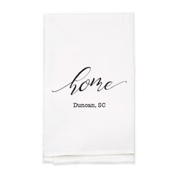 "Home" Address Custom Tea Towel - Personalized Kitchen Towel
