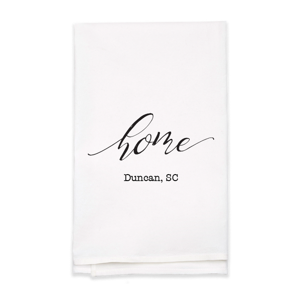 "Home" Address Custom Tea Towel - Personalized Kitchen Towel