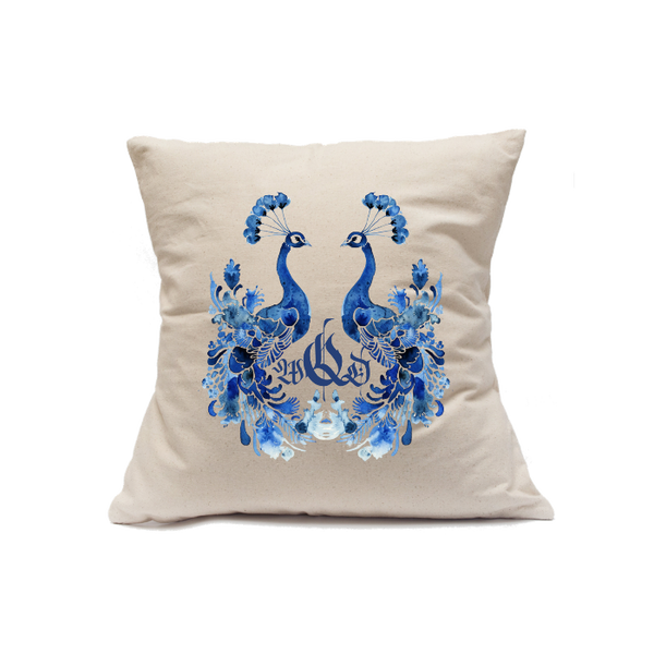 Custom Printed Natural Canvas Pillowcase with Zipper 18"x18"