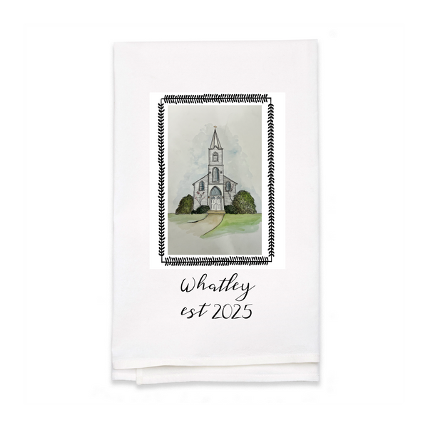 Personalized White Flour Sack Tea Towel