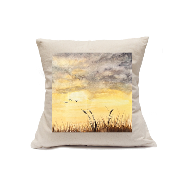 Custom Printed Natural Canvas Pillowcase with Zipper 18"x18"