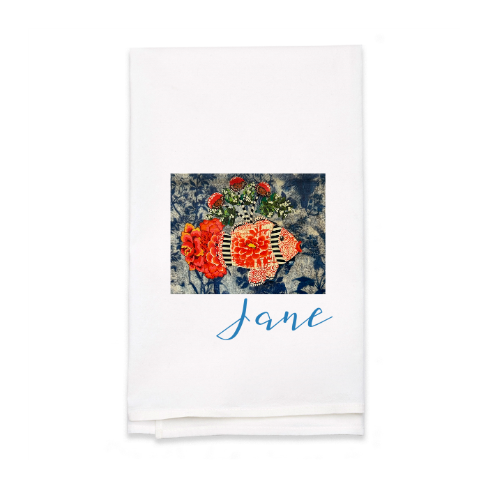 Personalized White Flour Sack Tea Towel