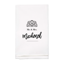 Wedding Monogram Tea Towel - Personalized Kitchen Towel