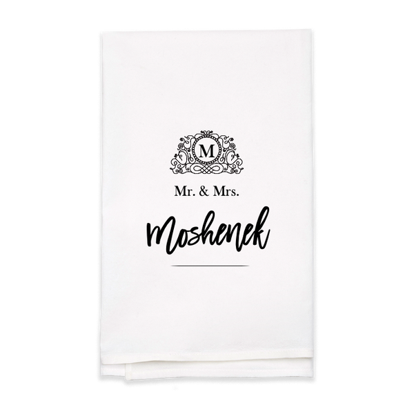 Wedding Monogram Tea Towel - Personalized Kitchen Towel