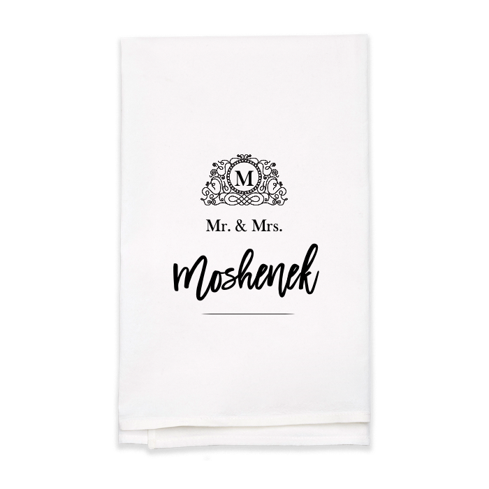 Wedding Monogram Tea Towel - Personalized Kitchen Towel