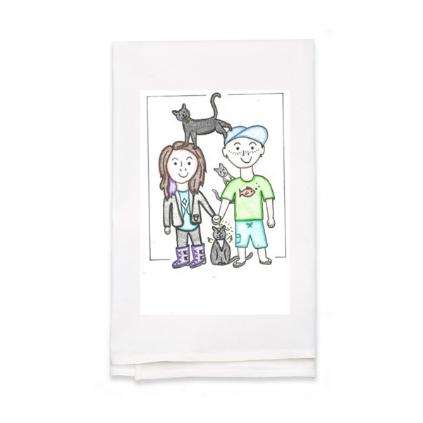 Personalized White Flour Sack Tea Towel
