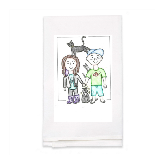 Personalized White Flour Sack Tea Towel