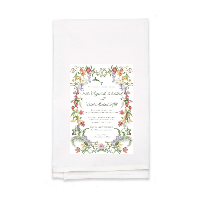 Personalized White Flour Sack Tea Towel