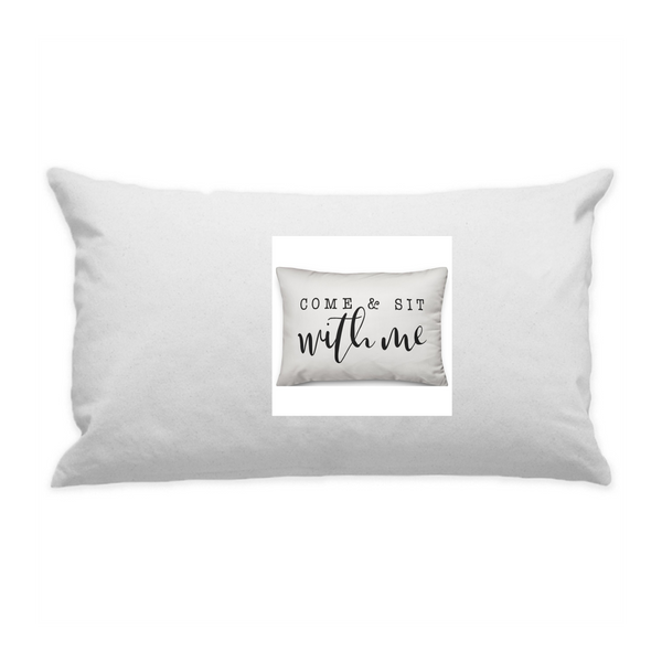 10"x18" White Cotton Canvas Decorative Pillow Case
