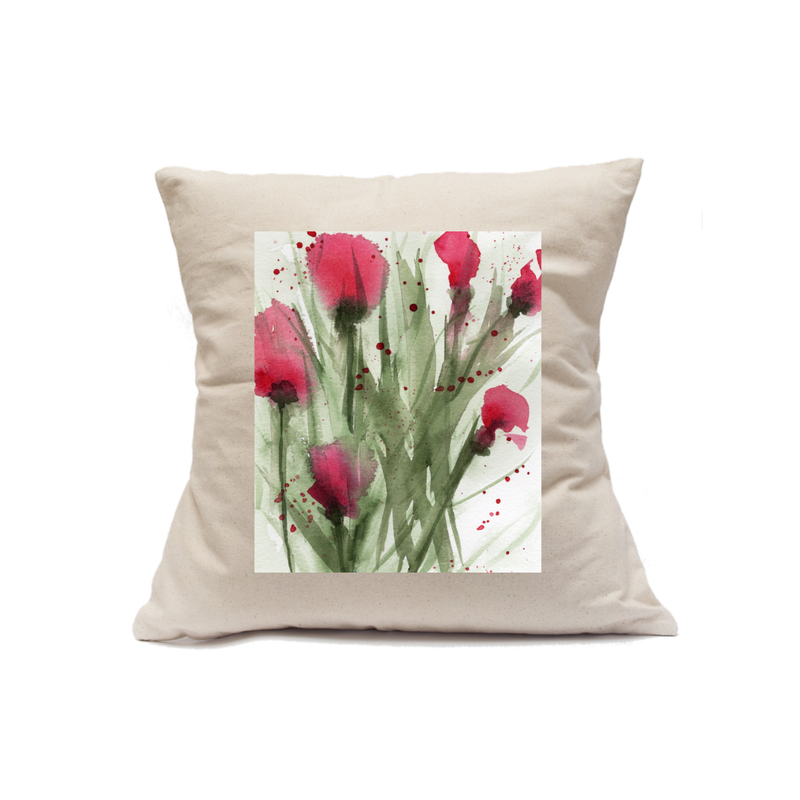 Custom Printed Natural Canvas Pillowcase with Zipper 18"x18"