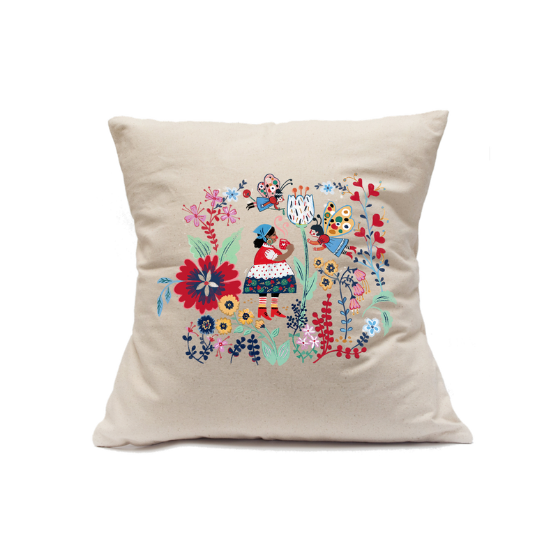Custom Printed Natural Canvas Pillowcase with Zipper 18"x18"