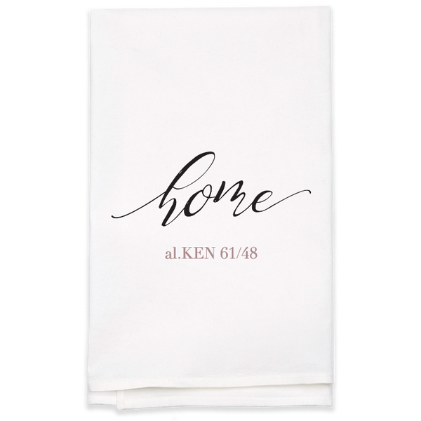 "Home" Address Custom Tea Towel - Personalized Kitchen Towel