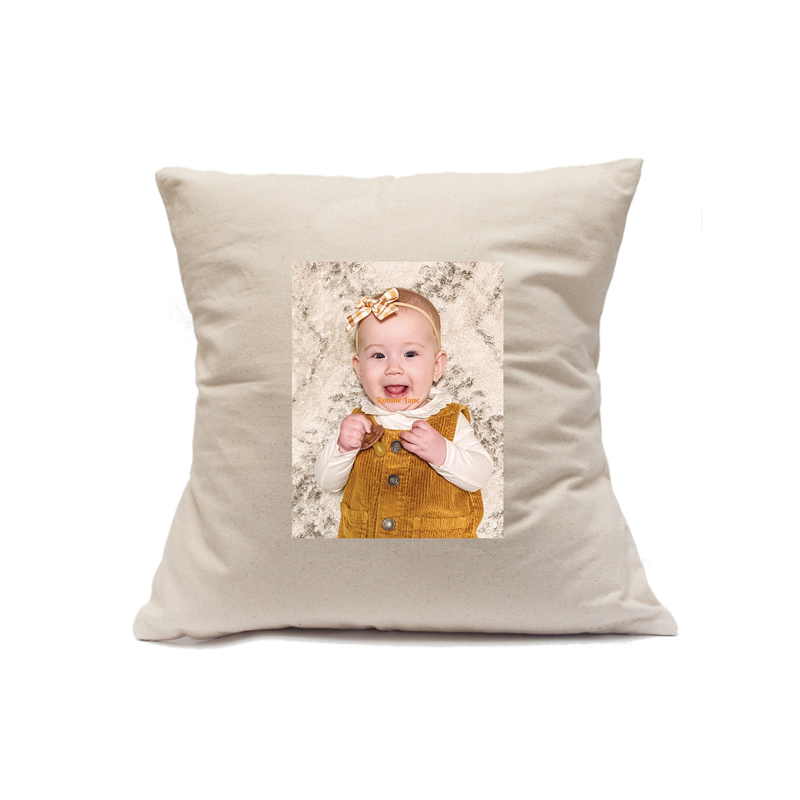 Custom Printed Natural Canvas Pillowcase with Zipper 18"x18"