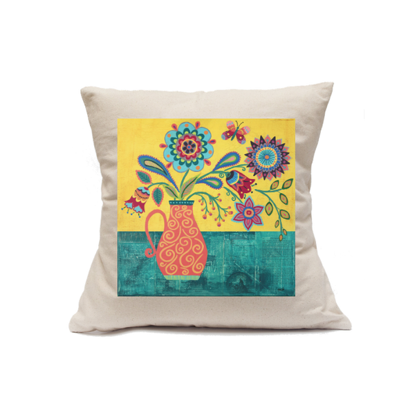 Custom Printed Natural Canvas Pillowcase with Zipper 18"x18"