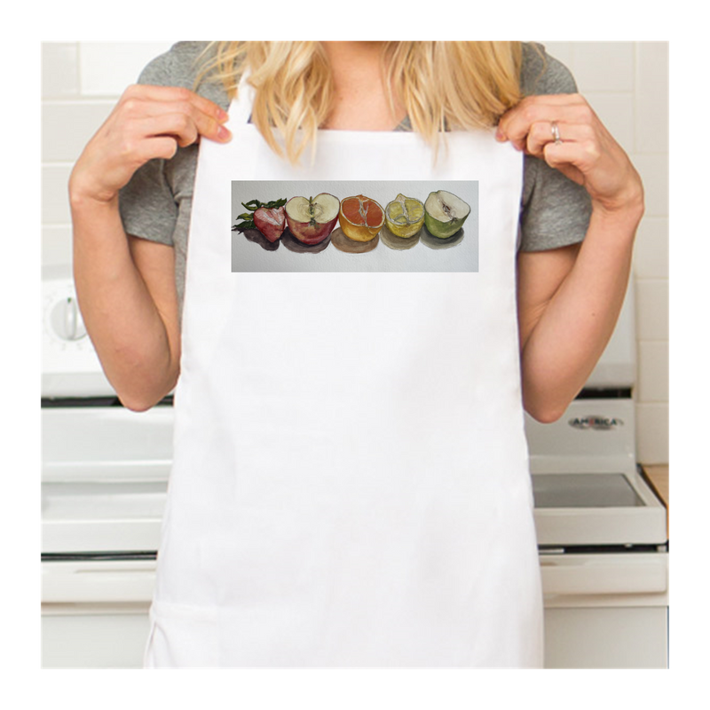 Personalized White Retro Apron with Pocket