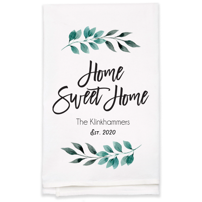 "Home Sweet Home" Tea Towel - Personalized  Kitchen Towel