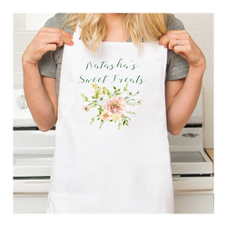 Personalized White Retro Apron with Pocket