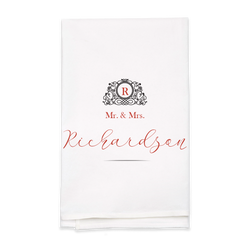 Wedding Monogram Tea Towel - Personalized Kitchen Towel
