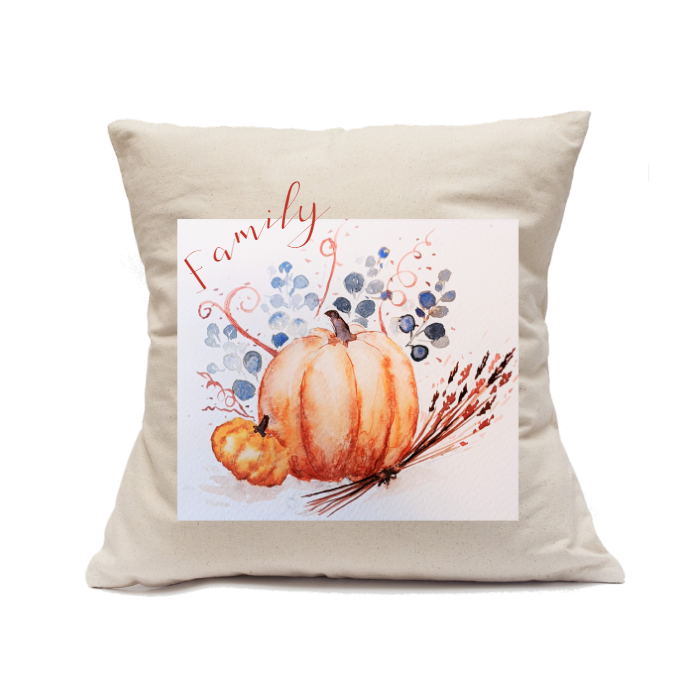Custom Printed Natural Canvas Pillowcase with Zipper 18"x18"