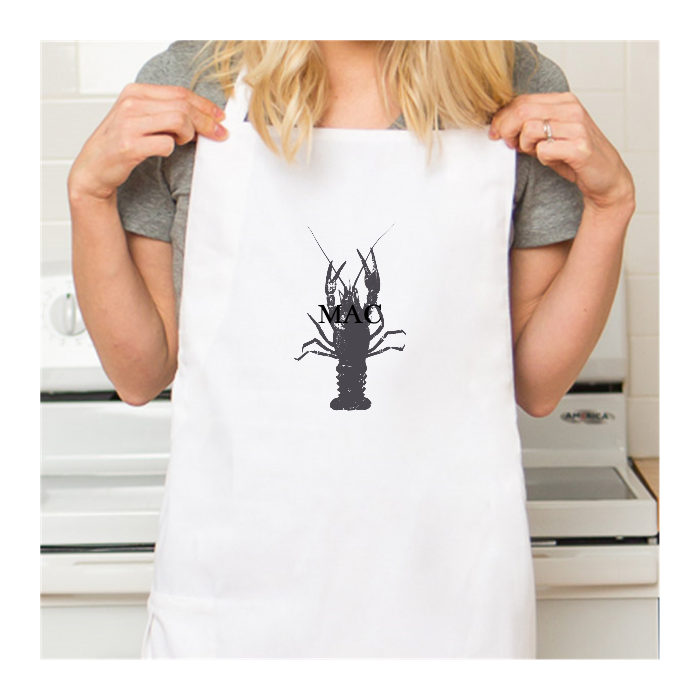 Personalized White Retro Apron with Pocket