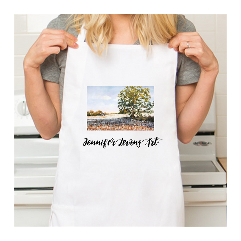 Personalized White Retro Apron with Pocket
