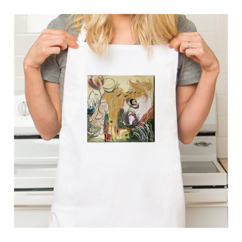 Personalized White Retro Apron with Pocket