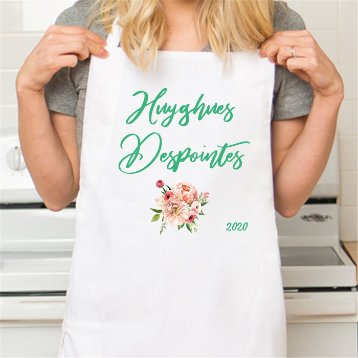 Personalized White Retro Apron with Pocket