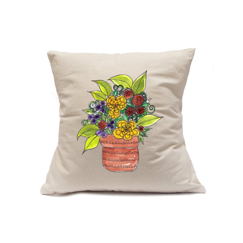 Custom Printed Natural Canvas Pillowcase with Zipper 18"x18"