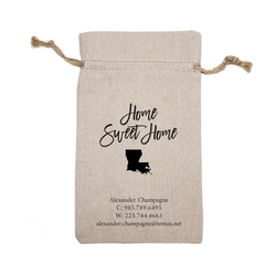 Personalized Linen Drawstring Gift Bag - 6"x 10"