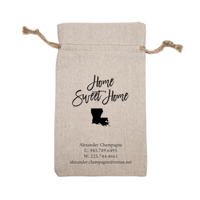 Personalized Linen Drawstring Gift Bag - 6"x 10"