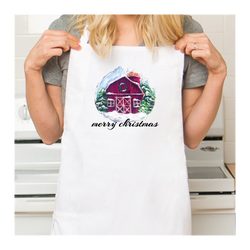 Personalized White Retro Apron with Pocket