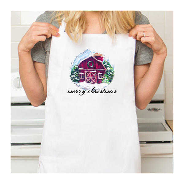 Personalized White Retro Apron with Pocket