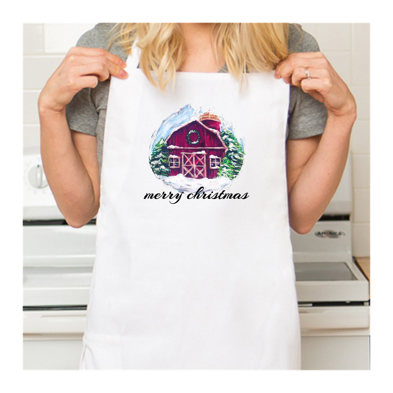 Personalized White Retro Apron with Pocket