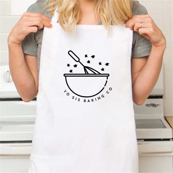 Personalized White Retro Apron with Pocket