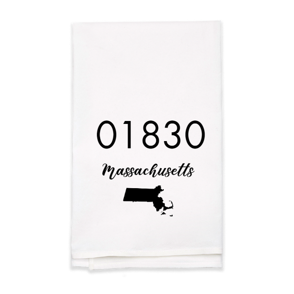 Zip Code & State Tea Towel - Personalized Kitchen Towel
