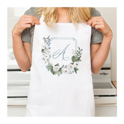 Personalized White Retro Apron with Pocket