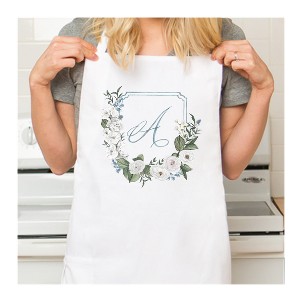 Personalized White Retro Apron with Pocket