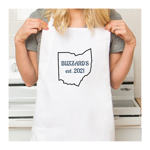 Personalized White Retro Apron with Pocket