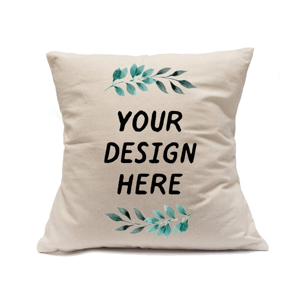 Custom Printed Natural Canvas Pillowcase with Zipper 18"x18"