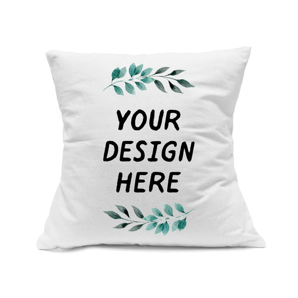 Custom Printed White Canvas Pillowcase with Zipper 18"x18"