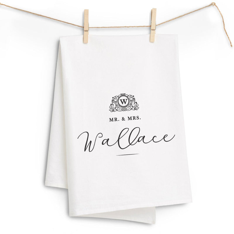 Wedding Monogram Tea Towel - Personalized Kitchen Towel