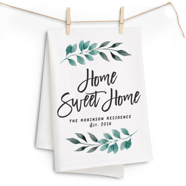 "Home Sweet Home" Tea Towel - Personalized Kitchen Towel
