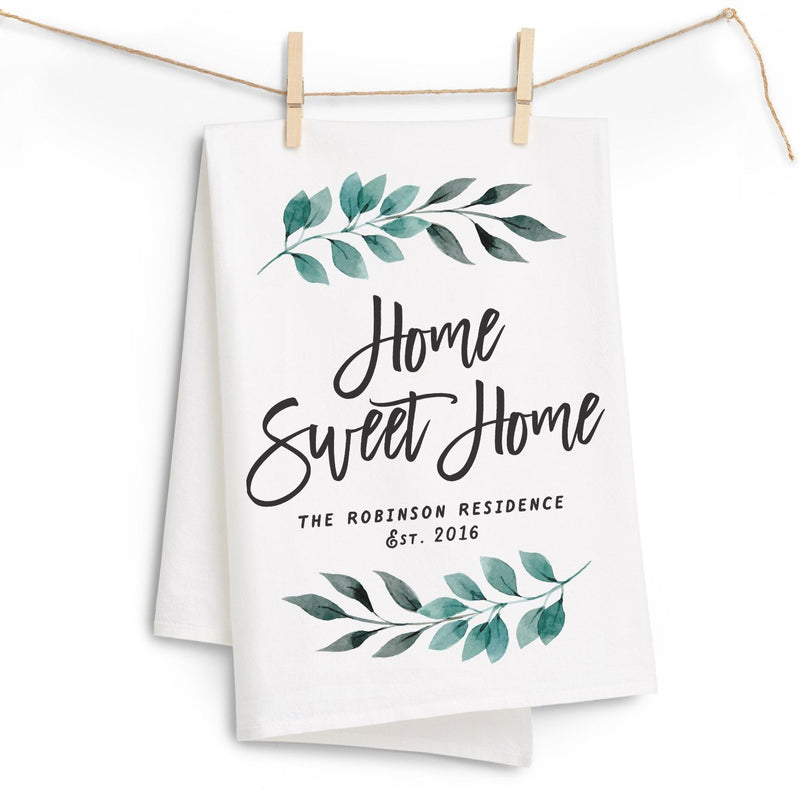 "Home Sweet Home" Tea Towel - Personalized Kitchen Towel