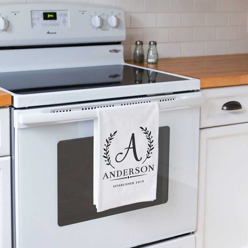 Monogram Family Name Tea Towel - Personalized Kitchen Towel