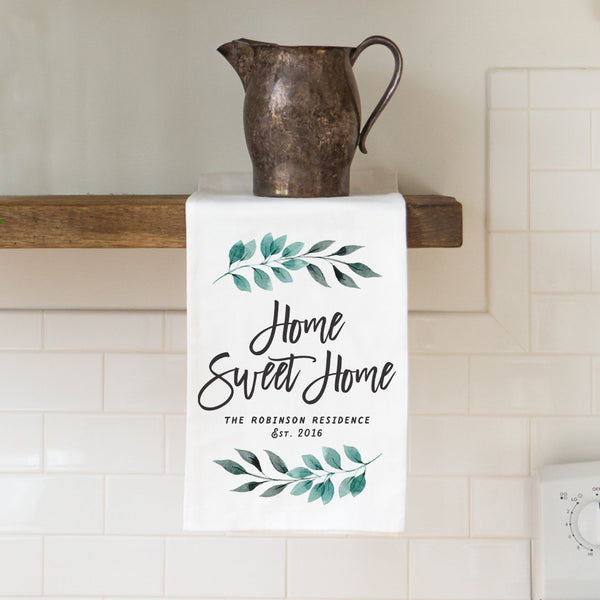 "Home Sweet Home" Tea Towel - Personalized Kitchen Towel