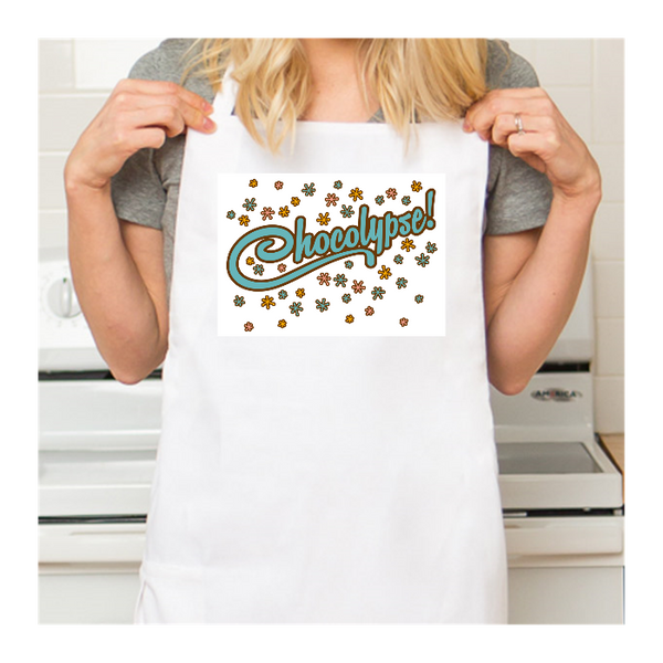 Personalized White Retro Apron with Pocket