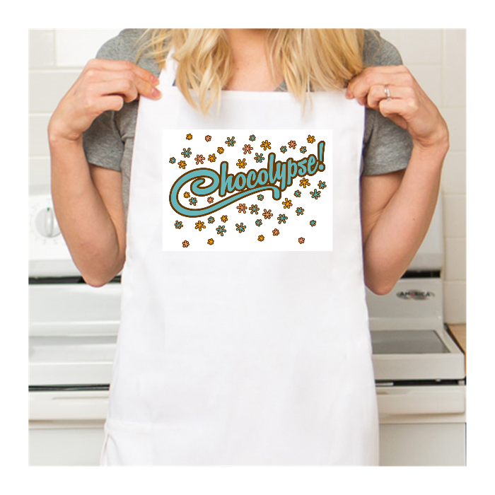 Personalized White Retro Apron with Pocket